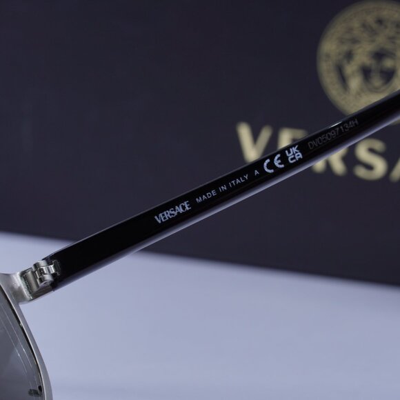 Versace VE2140 10006G Shield Sunglasses – Silver\Grey - Picture 7 of 9